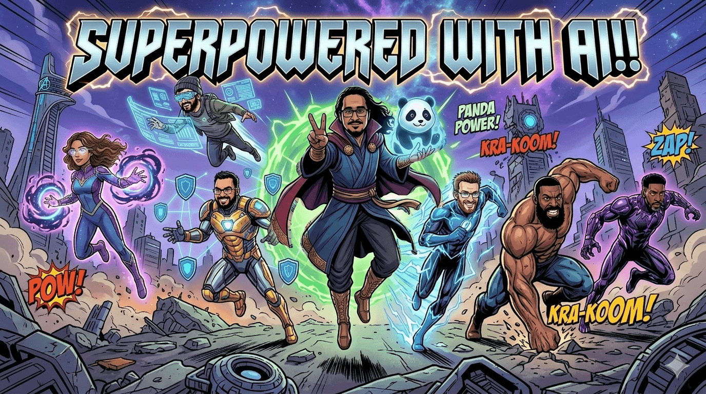 AI superheroes banner illustration